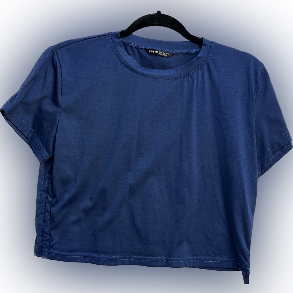 SHEIN blue t shirt with strings on side